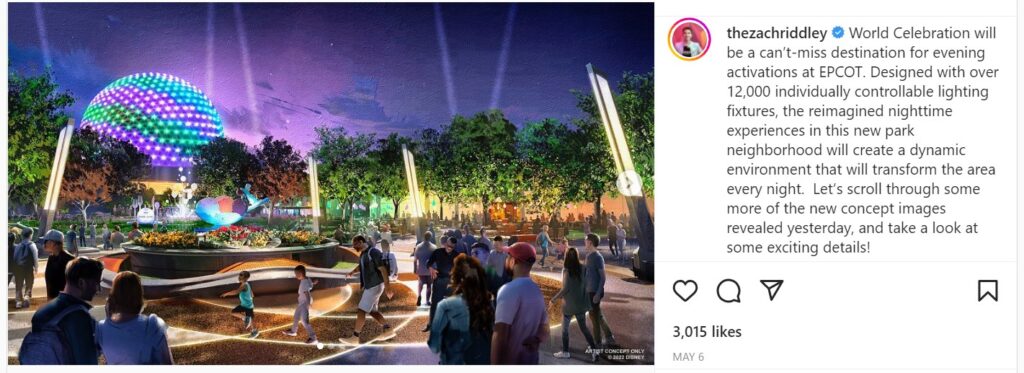 Publicación de Instagram de Epcot