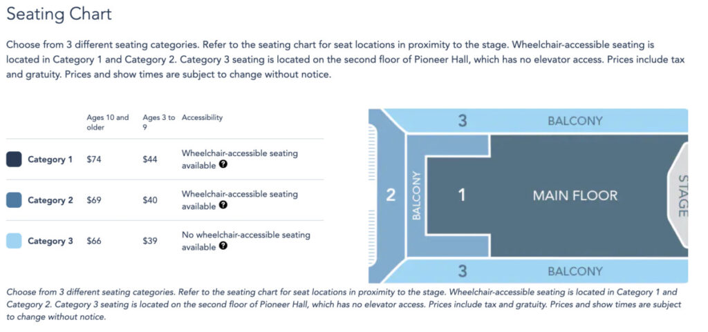 Seating Chart for Hoop-Dee-Doo Musical Revue