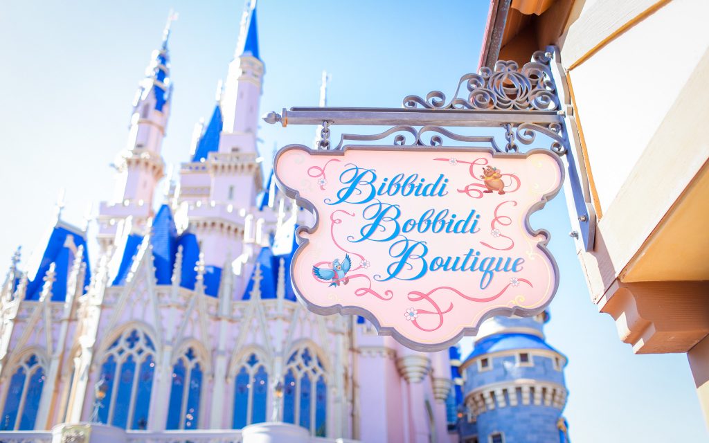Bibbidi Bobbidi Boutique behind Cinderella Castle