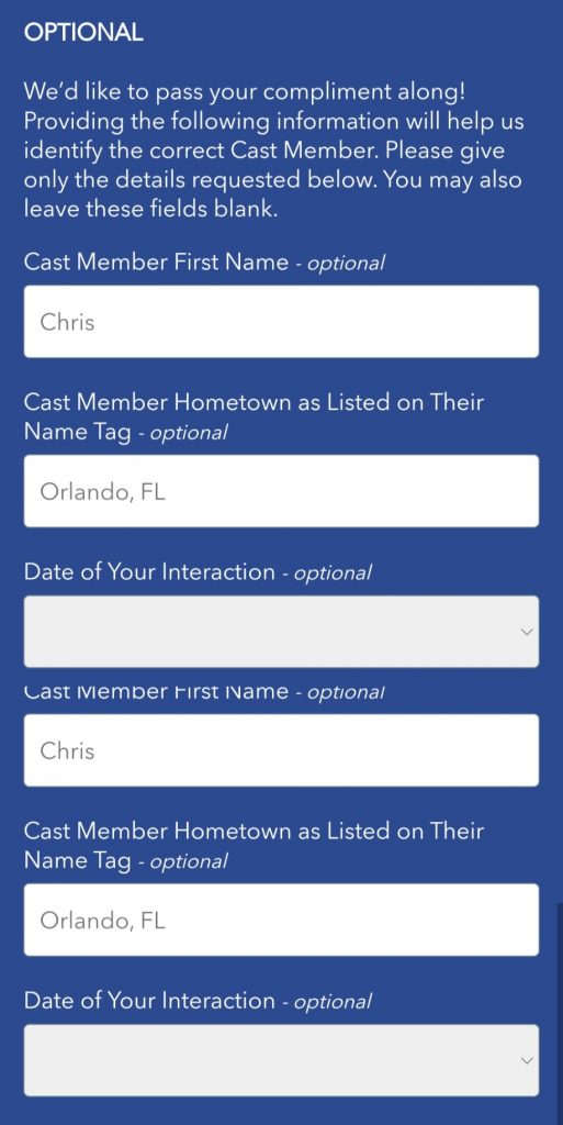 Input Specific Cast Member Information