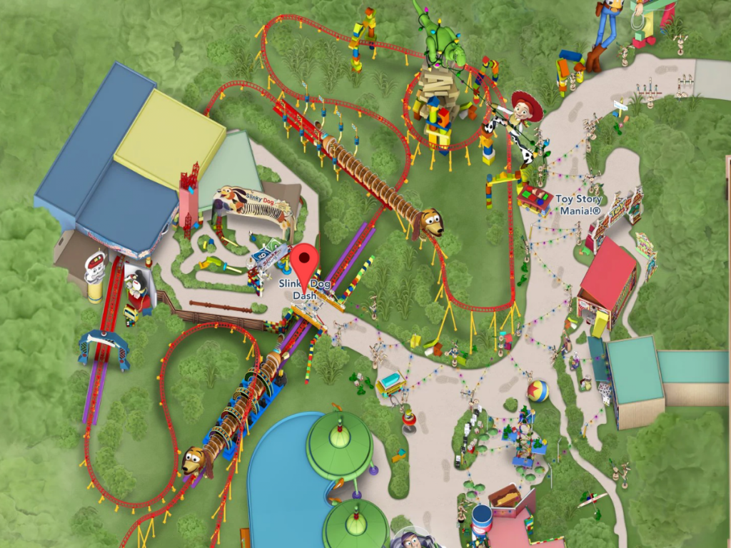 Slink Dog Dash en el mapa de Disney World