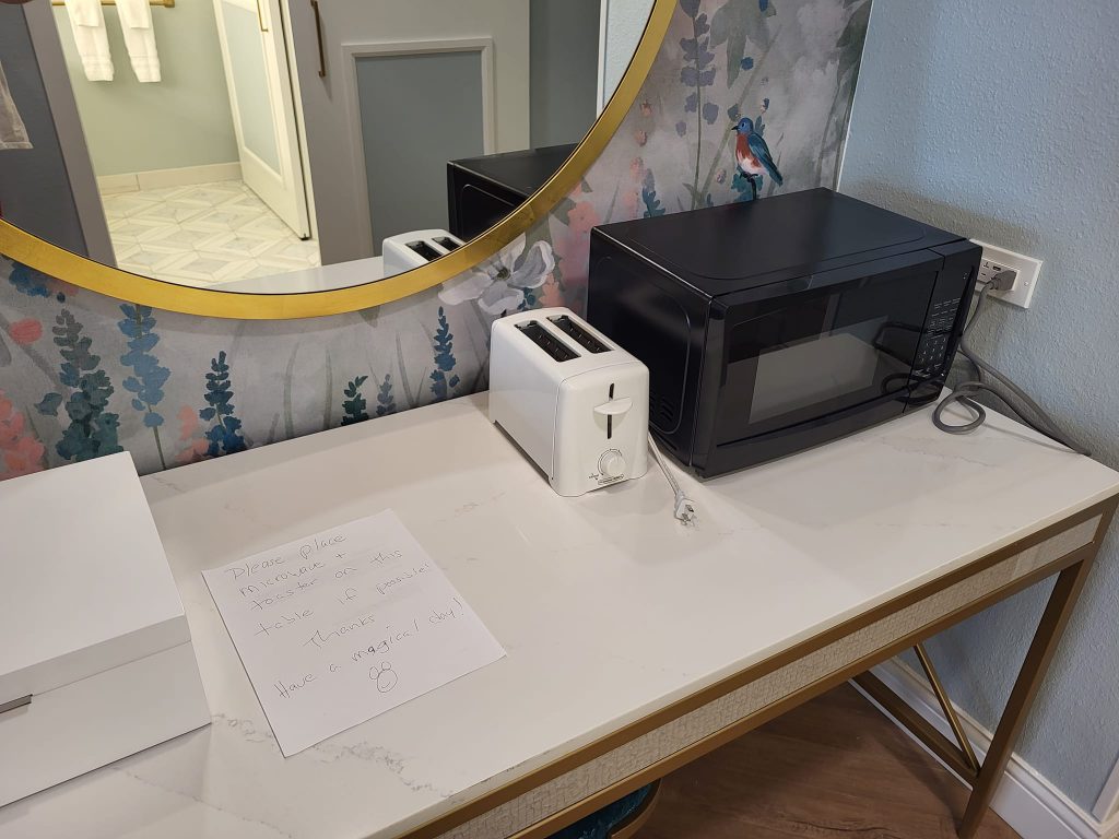 Microwave and Toaster can be delivered to the room if requested