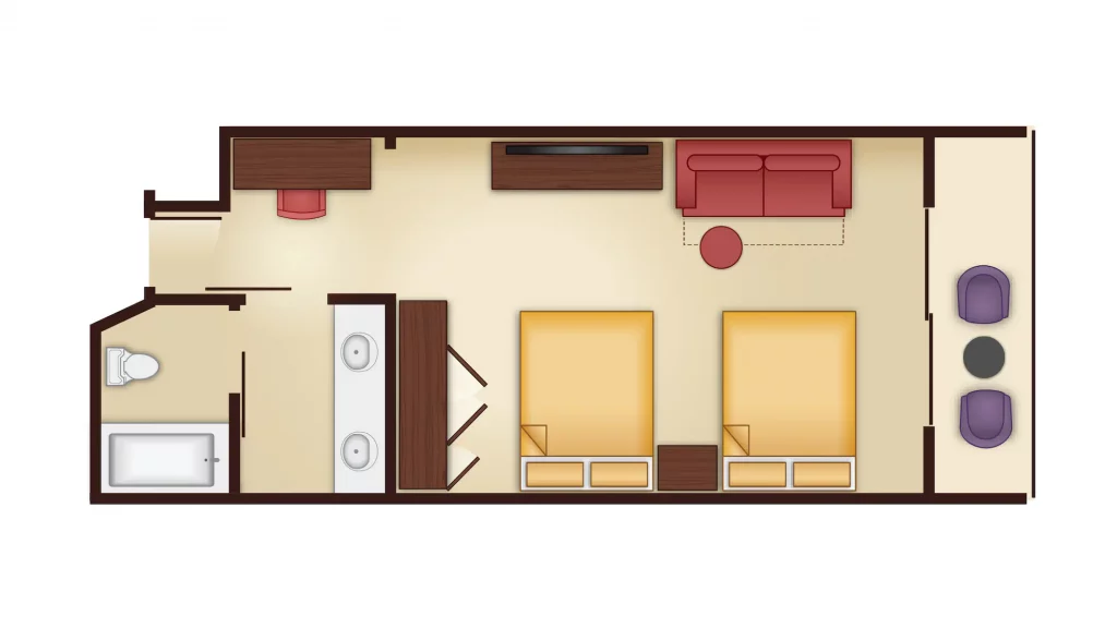 Plano de planta de Resort Studio en Disney's Grand Floridian Resort & Spa