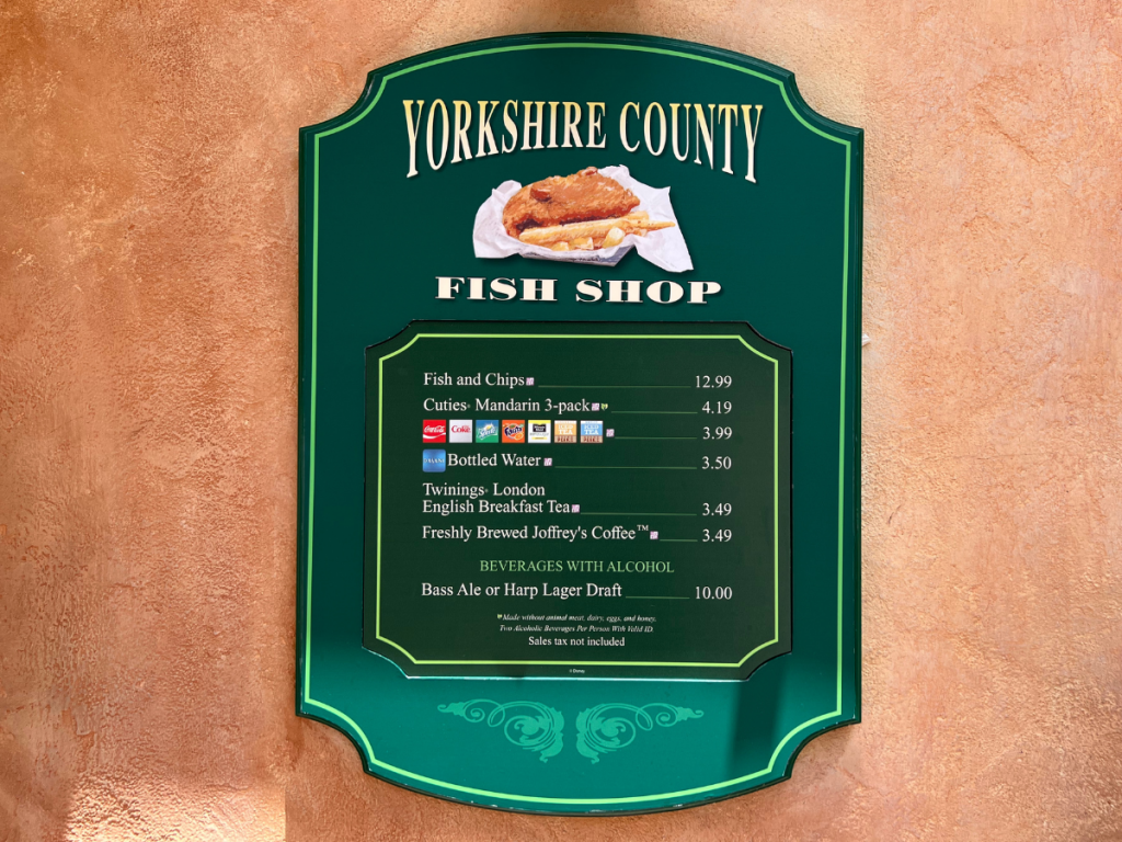 Yorkshire County Fish Shop Menu 