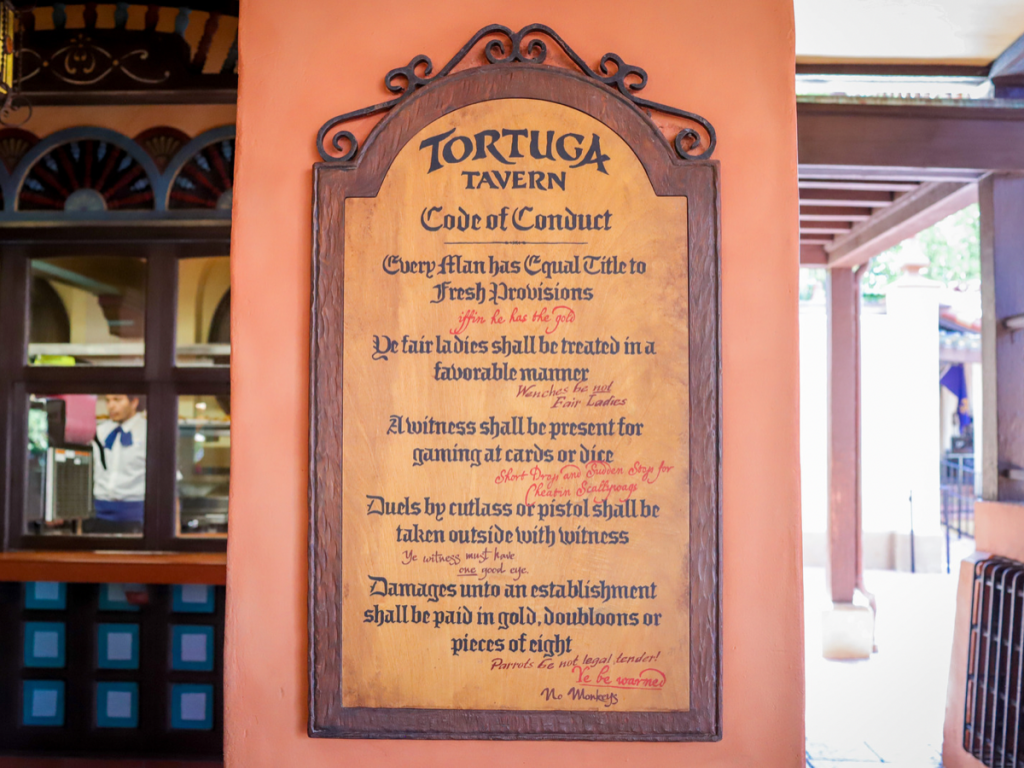 Disney Tortuga Tavern Pirate Code