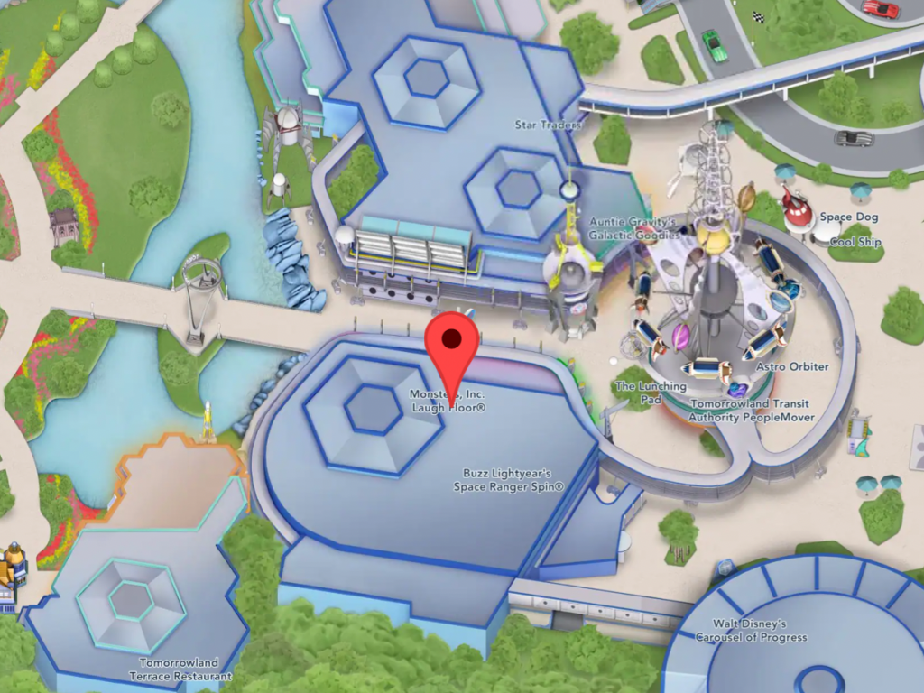 Monster’s Inc Laugh Floor on Disney World Map