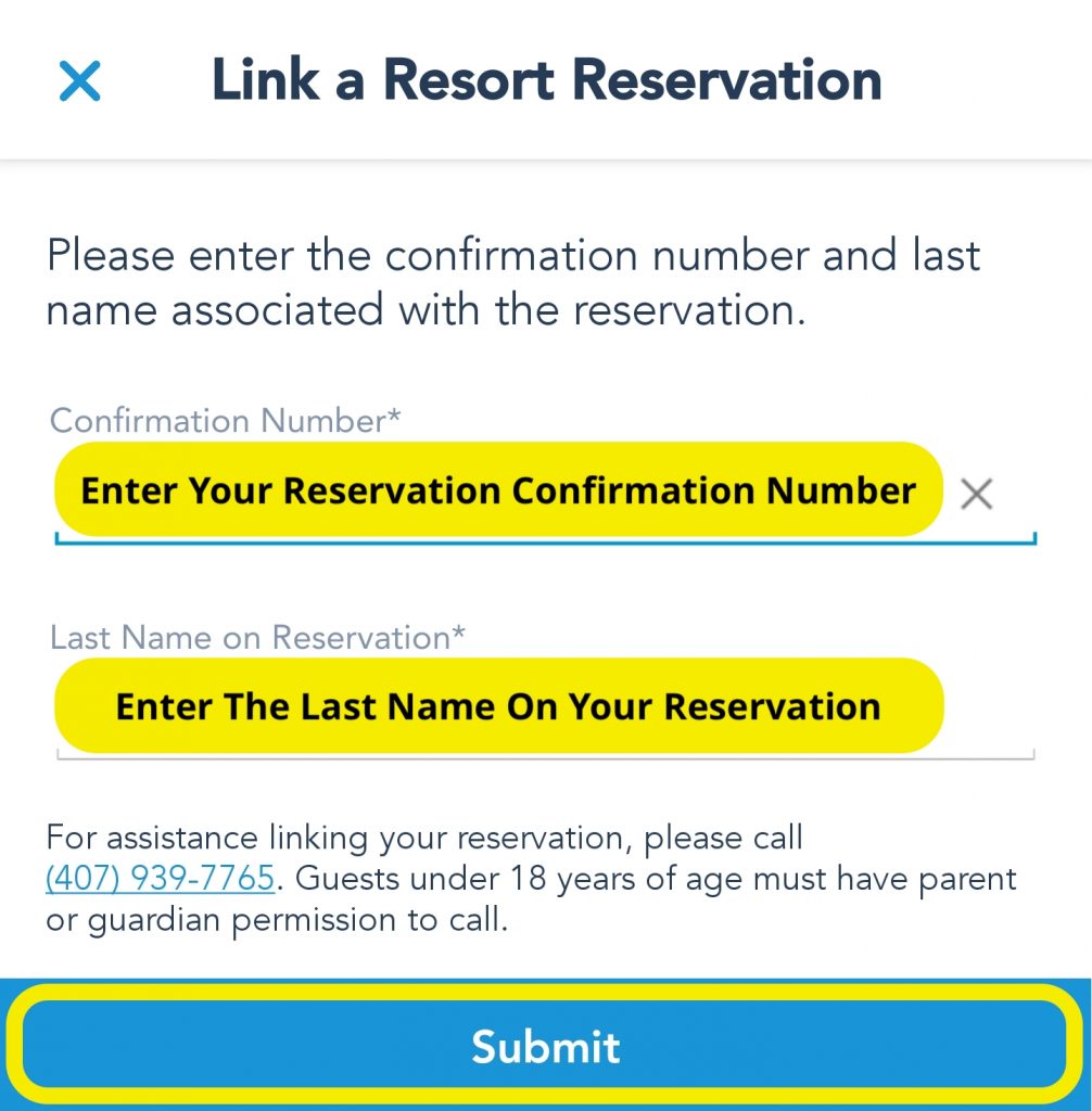 Link a Resort Reservation - MDE