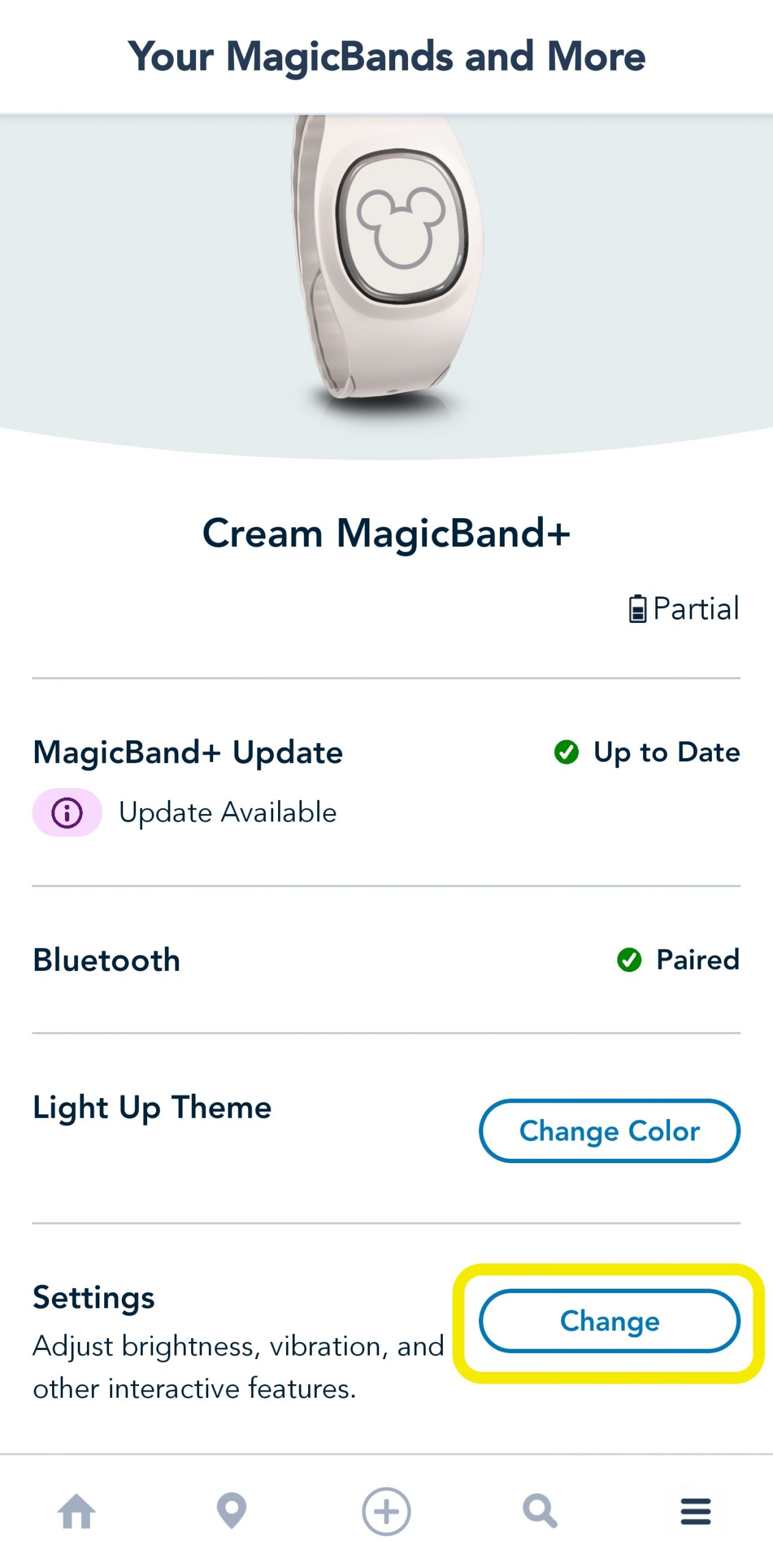 MagicBand+ Change Settings - MDE