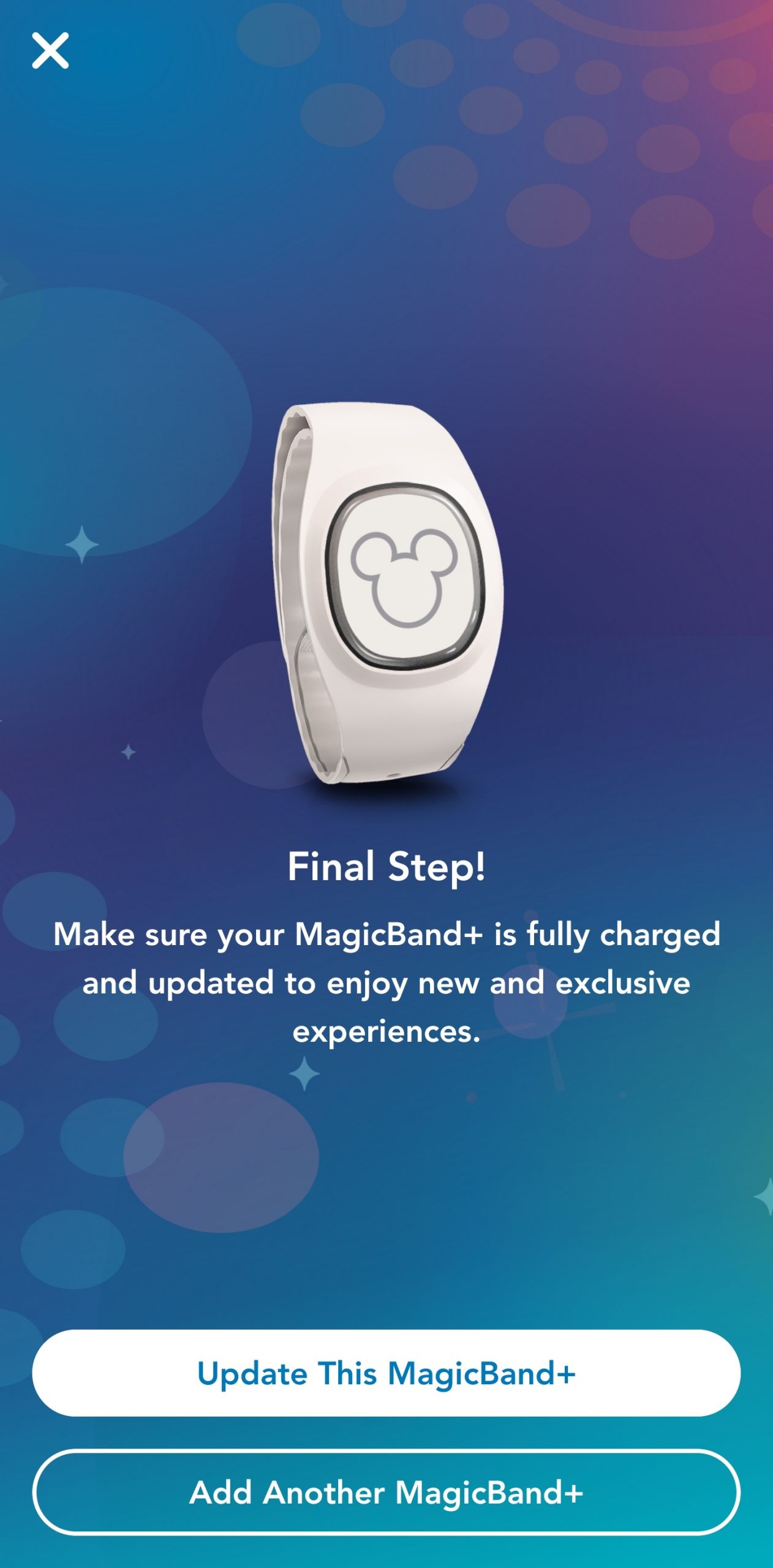 Make Sure Your MagicBand+ Is Fully Updated - MDE