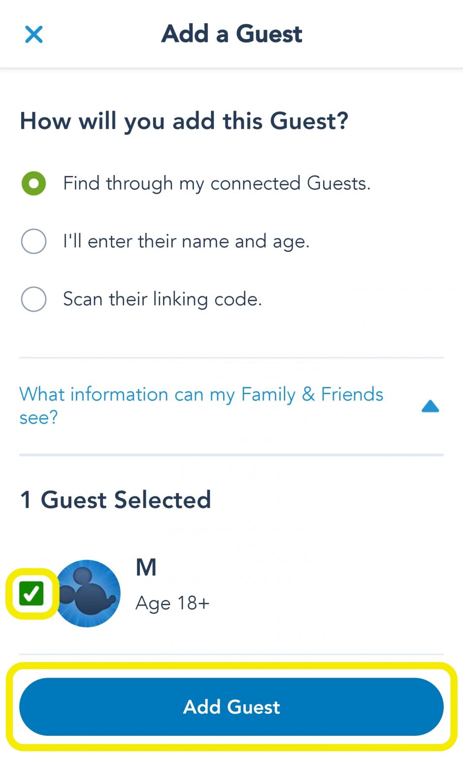 How To Add To Your Friends & Family List Using The My Disney Experience