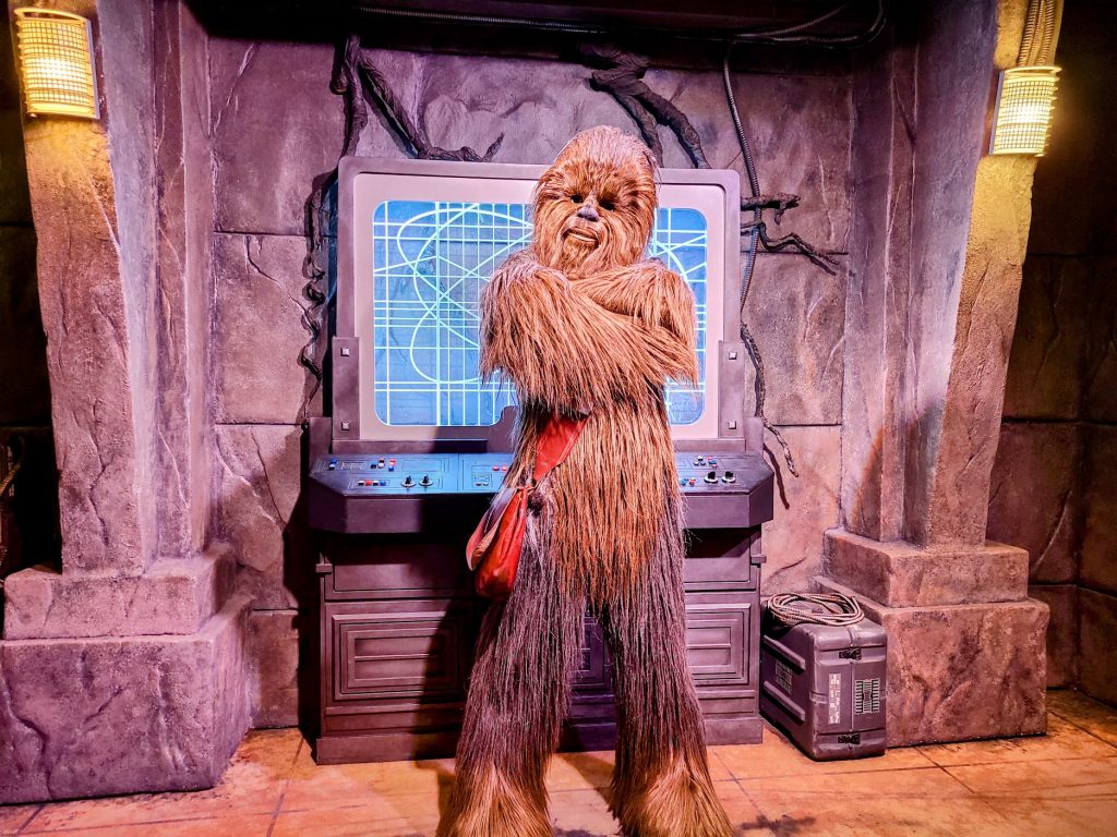 Chewbacca meet and greet in Star Wars Launch Bay 