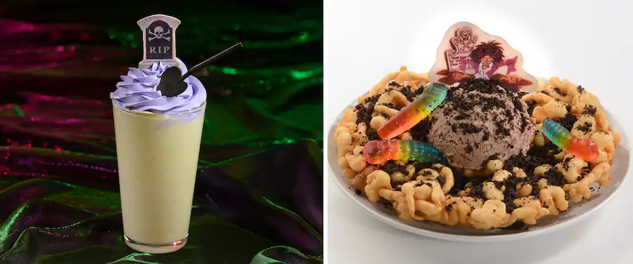 Grave Digger Milkshake and Worms with Dirt Funnel Cake 