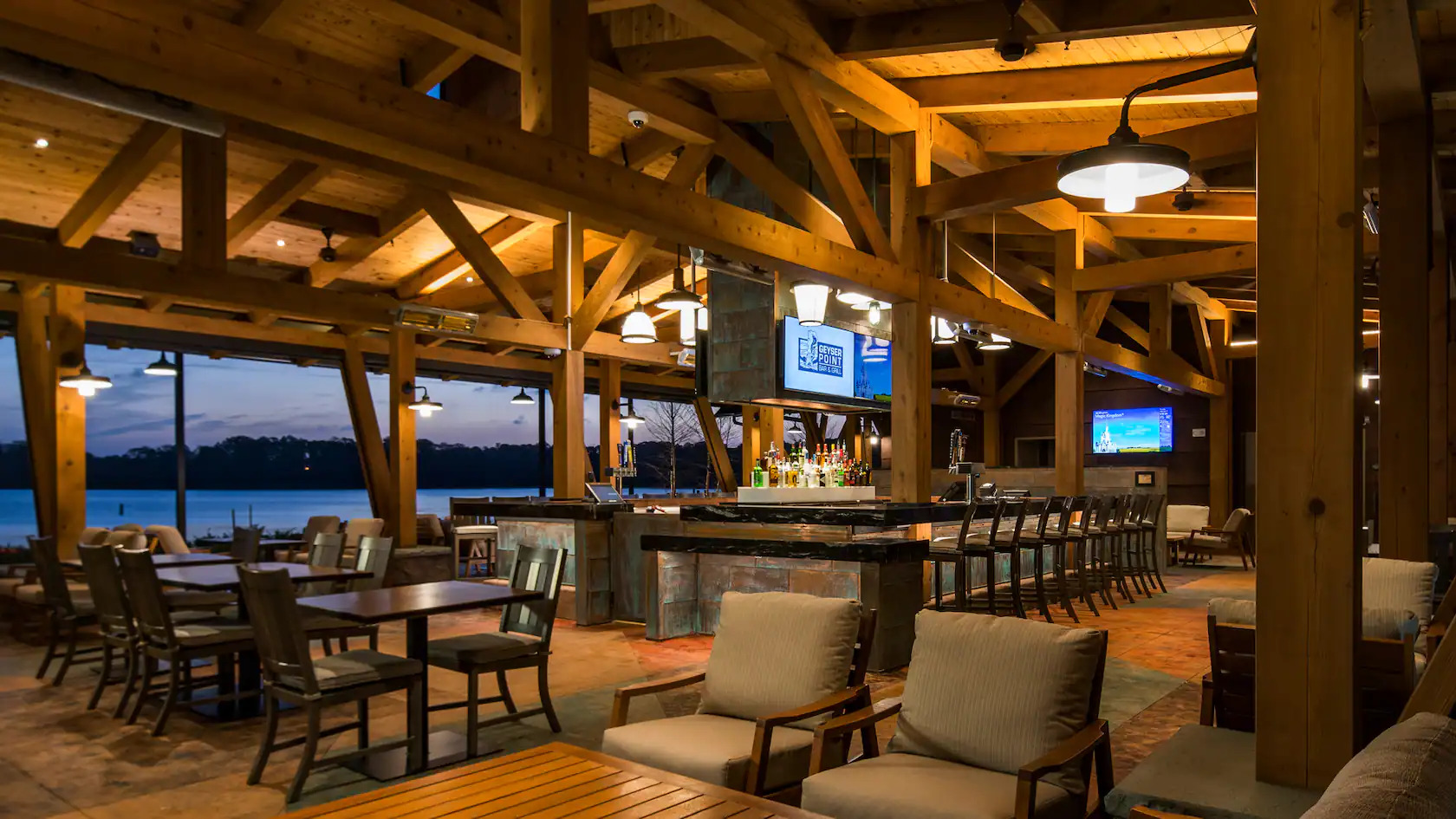 The Bar inside Geyser Point Bar & Grill at Disney’s Wilderness Lodge