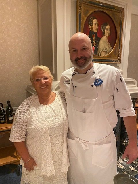 Bee Thaxton meeting Chef Matthew at Victoria & Albert's