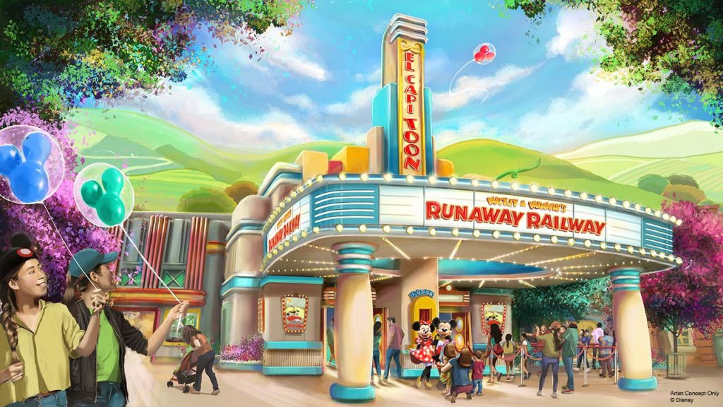 Arte conceptual de Mickey y Minnie's Runaway Railway para Toontown de Disneyland