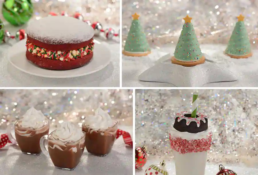 Red Velvet Whoopie Pie, Holiday Tree Marshmallow, Hot Cocoa Flight, & Candy Cane Milkshake