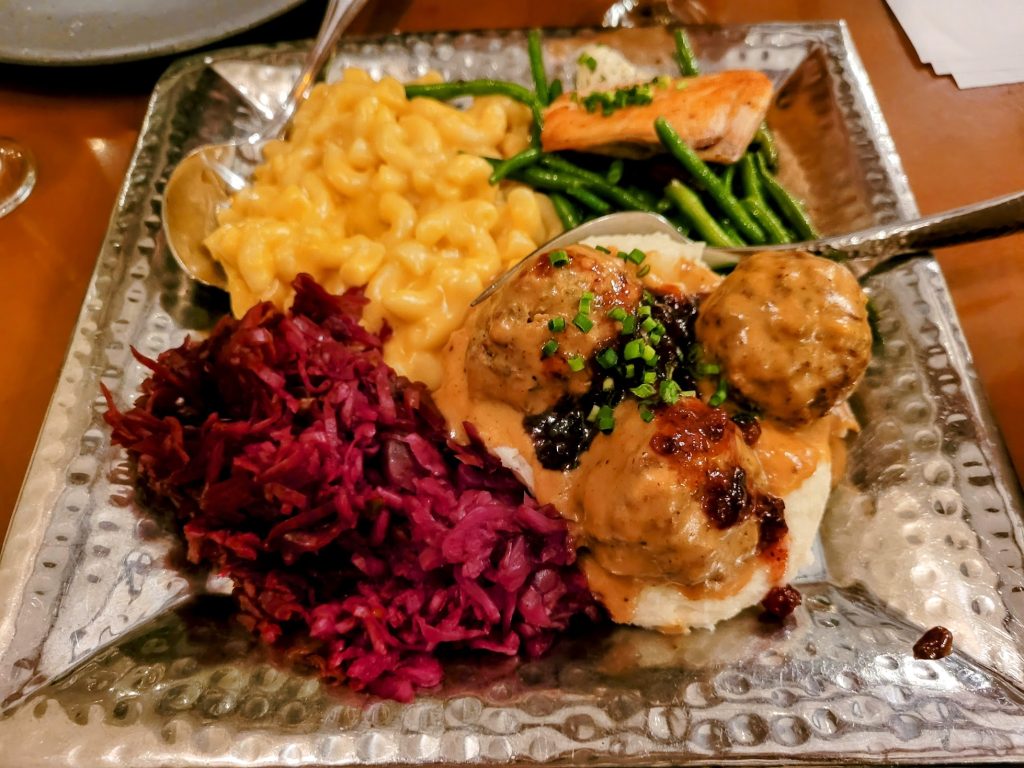 Entree offerings at Akershus Royal Banquet Hall