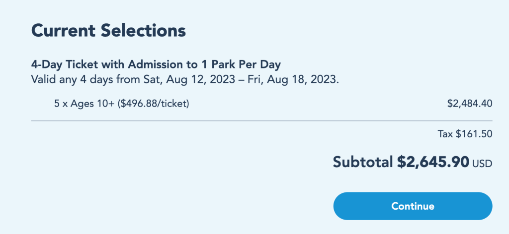 Disney 4 Day Ticket Prices