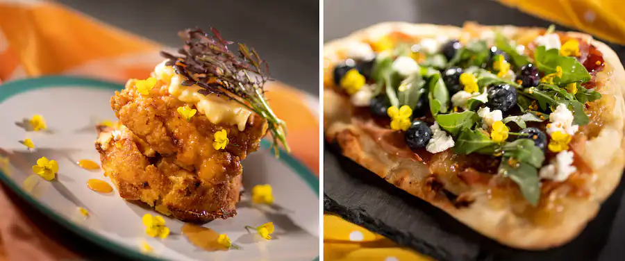 Chicken and Waffles & Pollinator Flatbread from The Honey Bee-stro