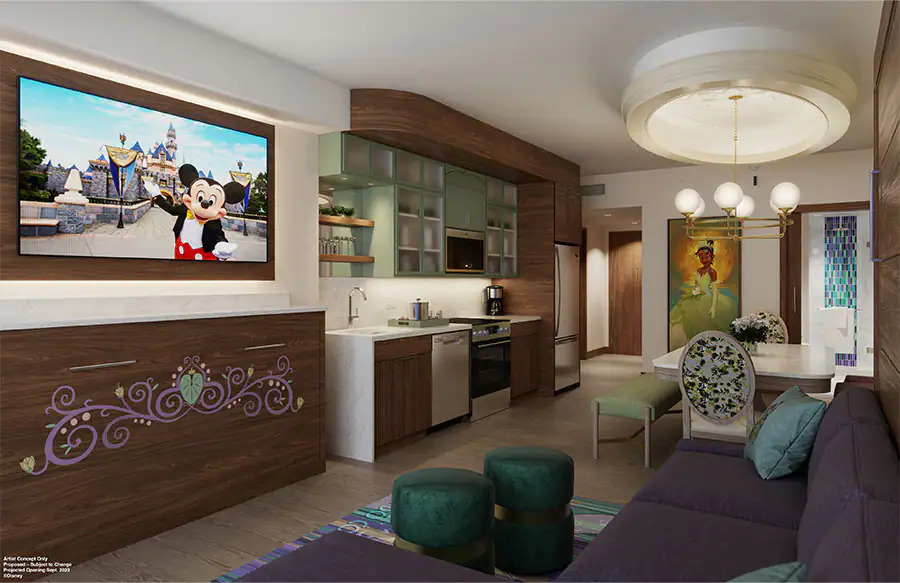 The Villas at Disneyland Hotel Living Room and Kitchen