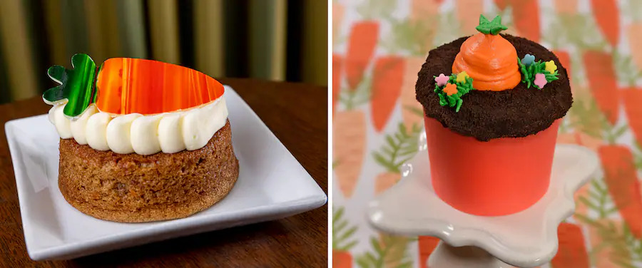 Guía gastronómica de Pascua 2023 - Pastel de zanahoria y cupcake con parche de zanahoria