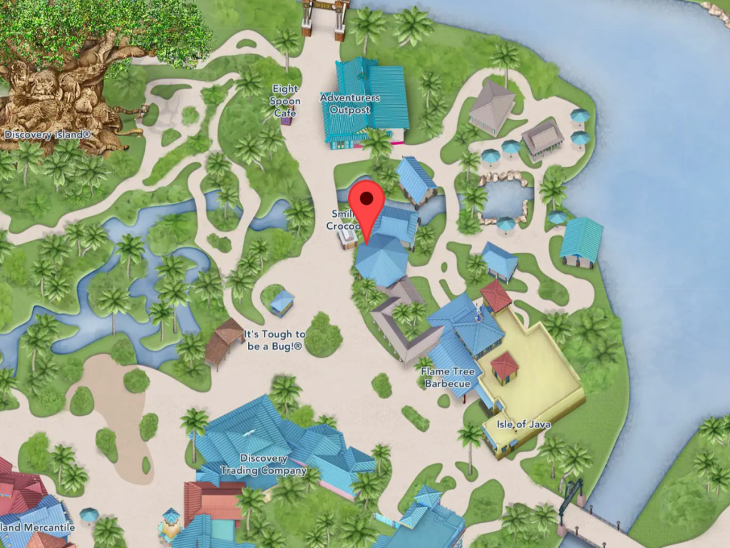 El cocodrilo sonriente en el mapa de Disney