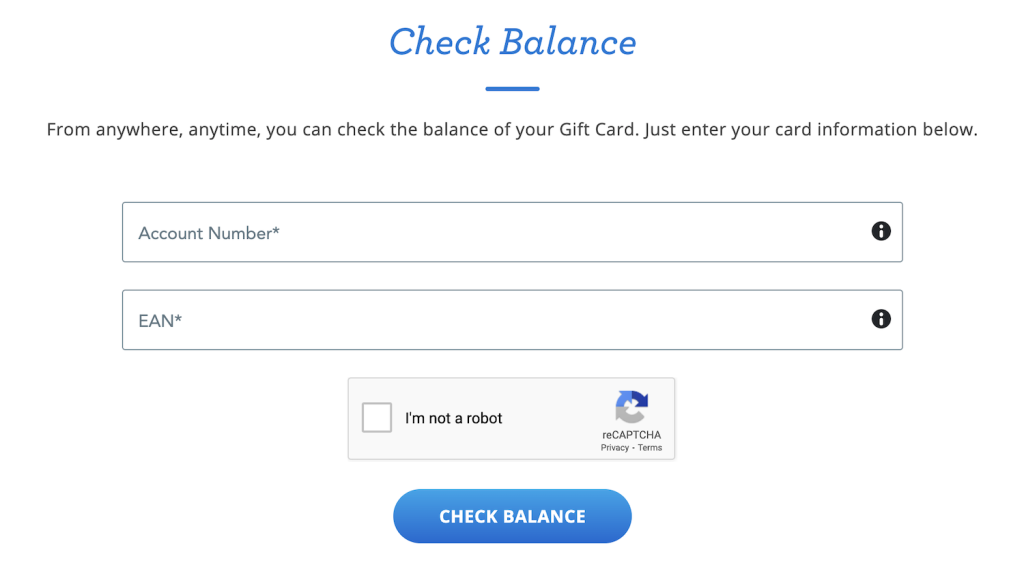 Check balance on Disney Gift Card