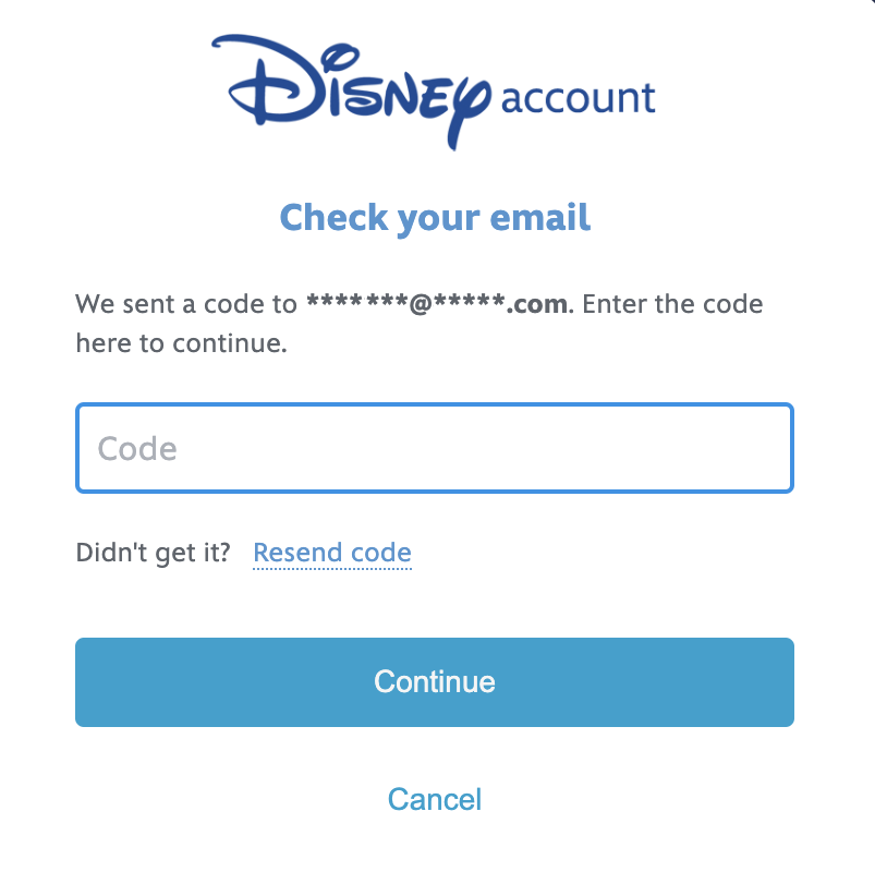 Disney Account Two-Factor Authentication