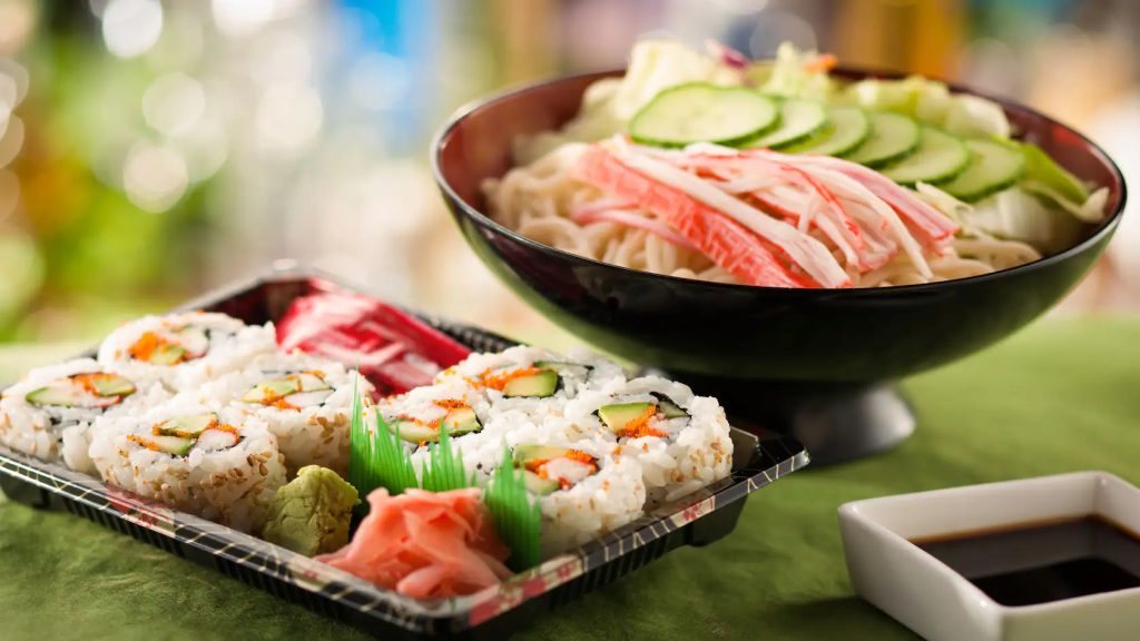 California Roll and Noodle & Crab Salad from Katsura Grill