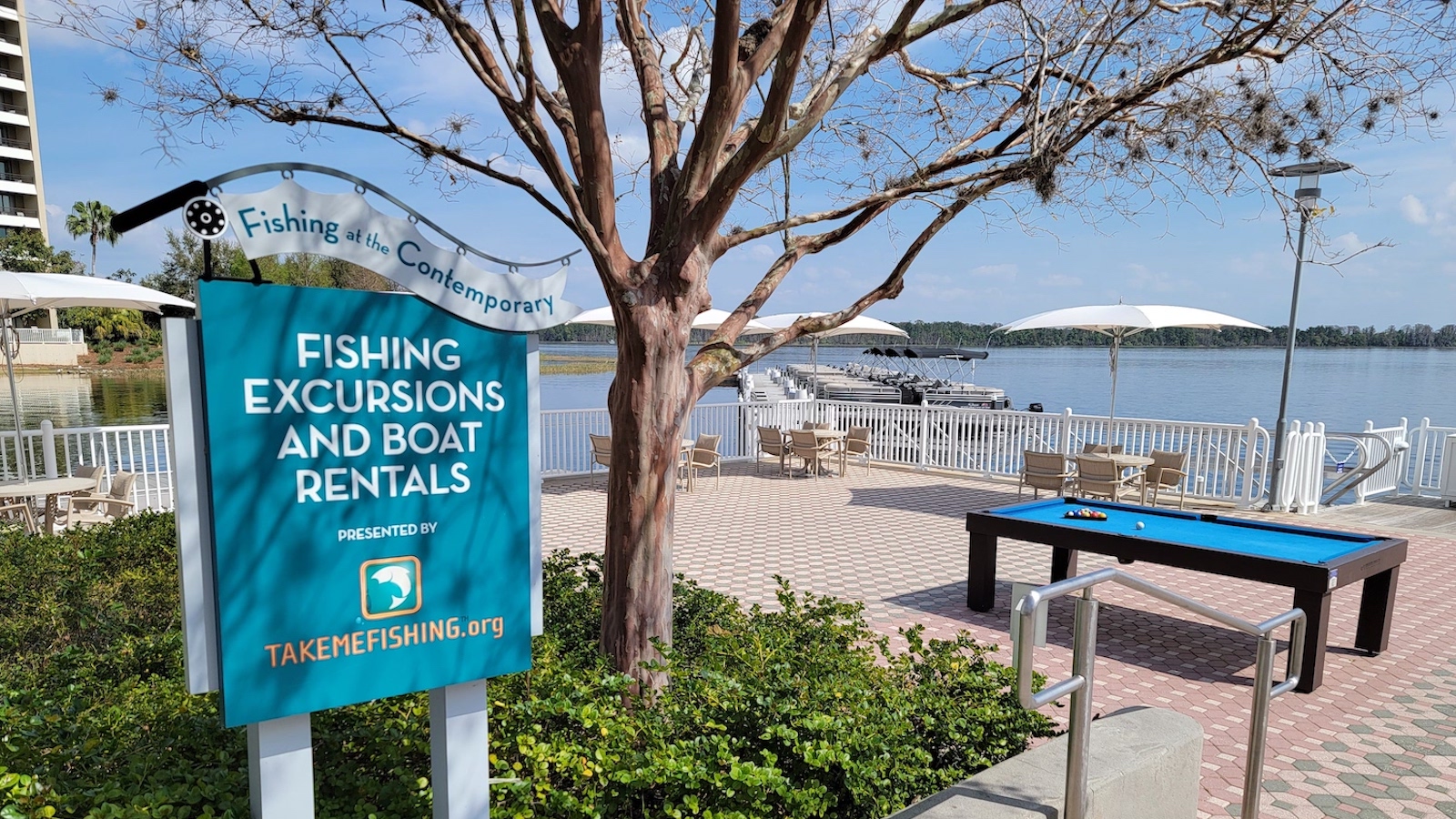 Fishing excursion sign at Disney's Contemporary Resort