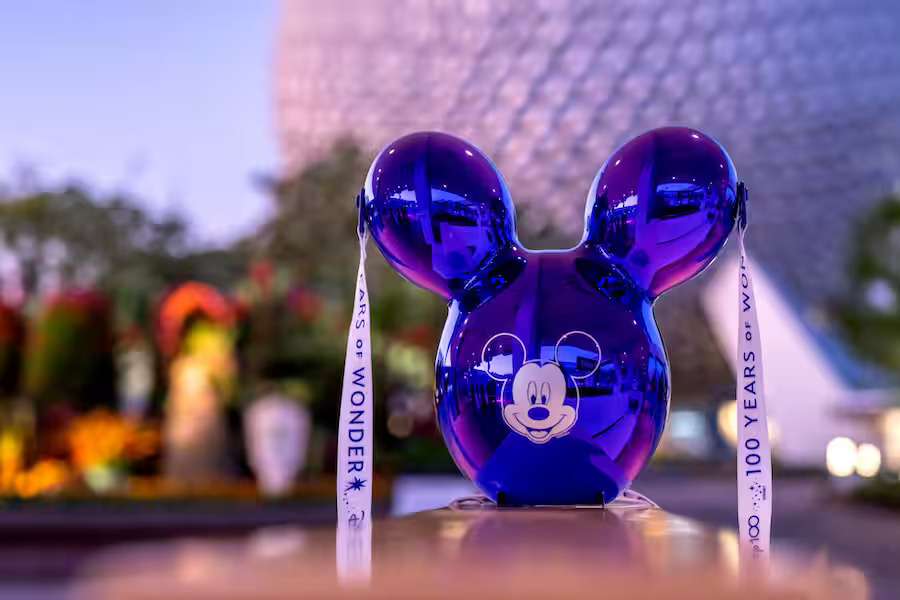Disney100 Purple Metallic Mickey Balloon Premium Popcorn Bucket