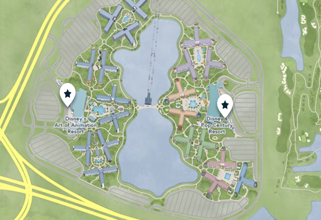 Disney's Pop Century & Art of Animation Resorts Bus Stop Map