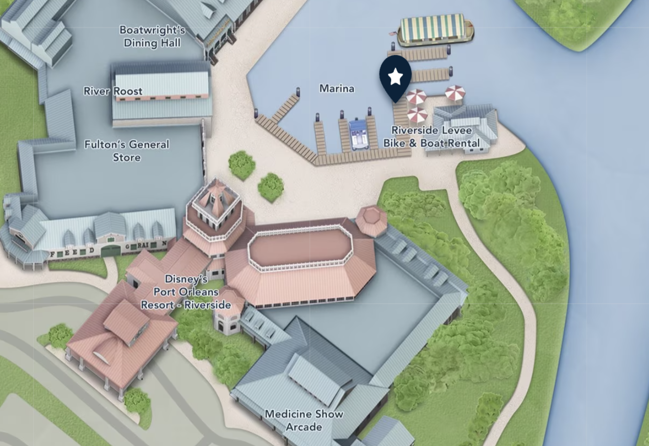 Disney’s Port Orleans Resort - Riverside Boat Launch Map