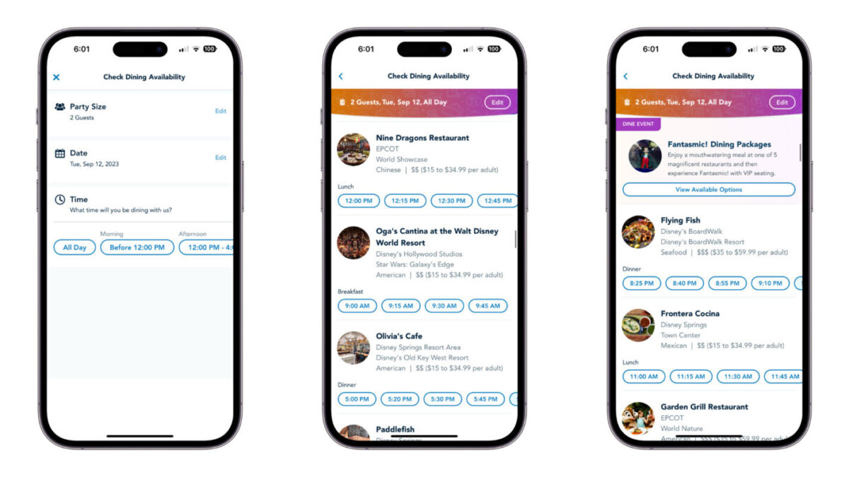 Sistema actualizado de reservas de comidas de Walt Disney World 3