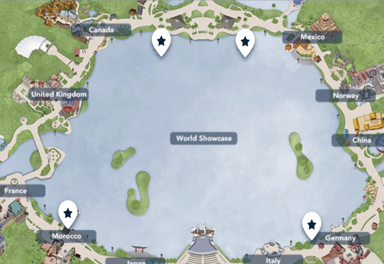 World Showcase Boat Launch Map
