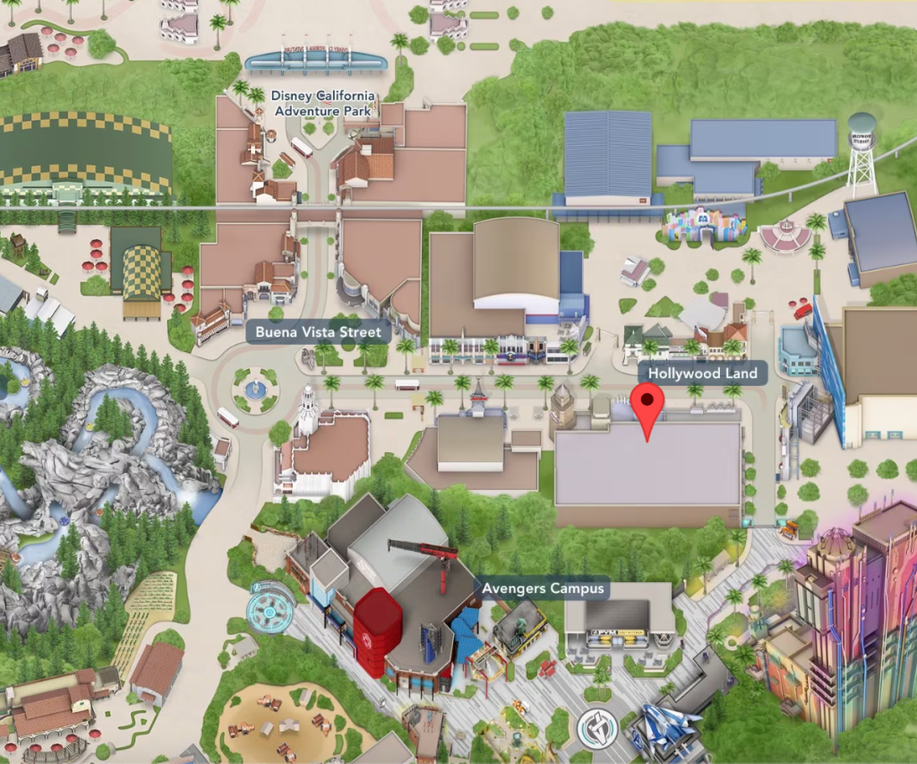 Academia de animación en el mapa de Disneyland