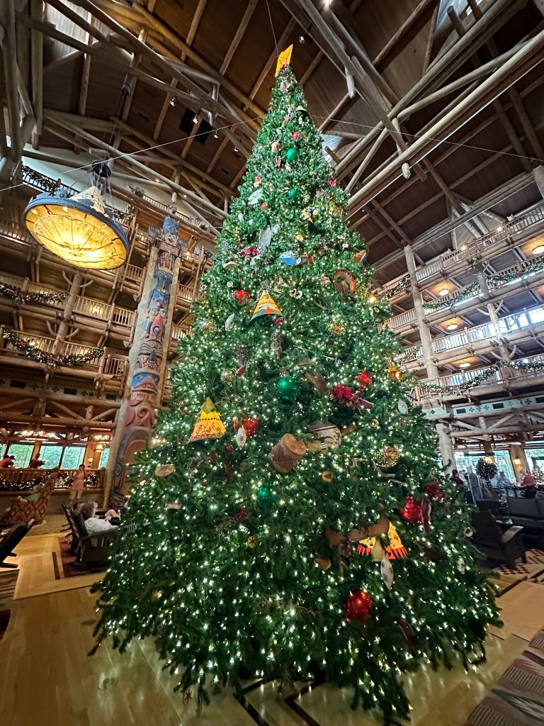 Christmas Tree in lobby of Wilderness Lodge
