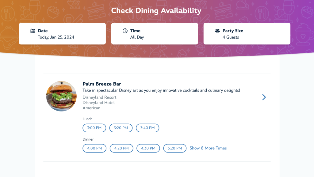 Check Dining Availability - Palm Breeze Bar
