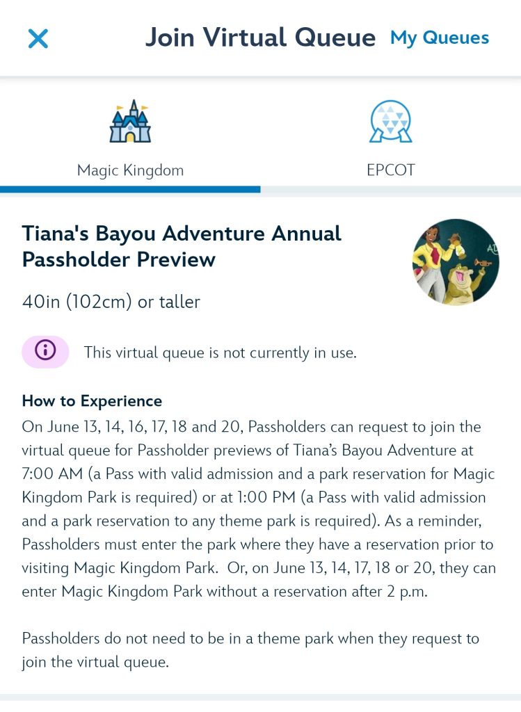 Tiana’s Bayou Adventure Virtual Queue - My Disney Experience