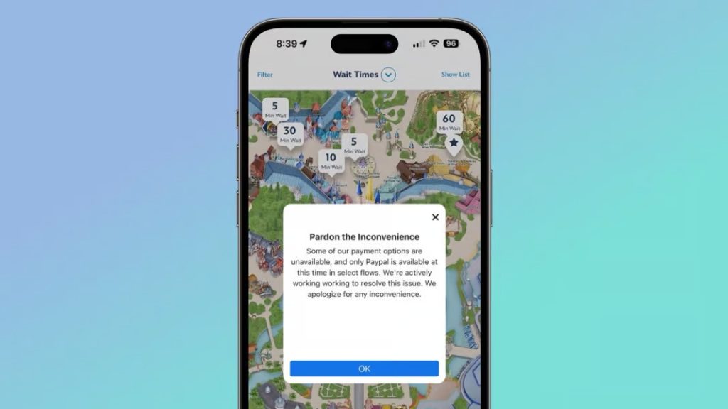 Payment Error My Disney Experience App