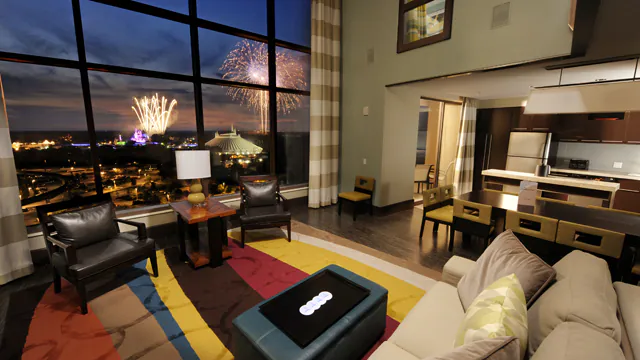 Disney's Bay Lake Tower three bedroom theme park view during the fireworks