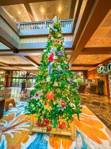 Polynesian lobby at Christmas. 