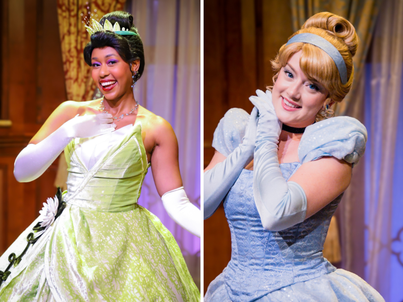 Princess Tiana and Cinderella at Princess Fairytale Hall