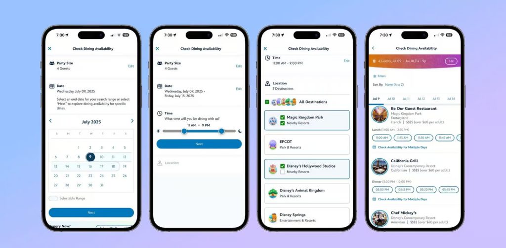 Dining Reservation Update My Disney Experience