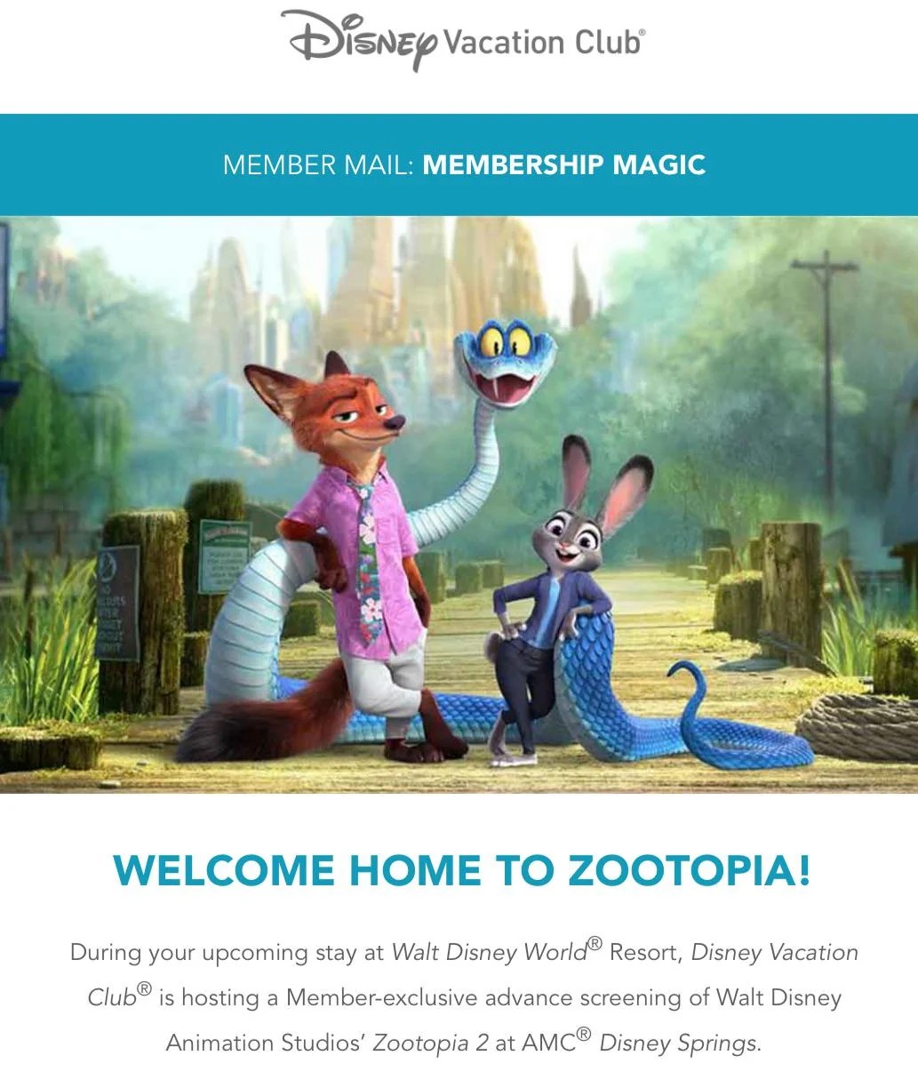 DVC Members Early Zootopia 2 Screening