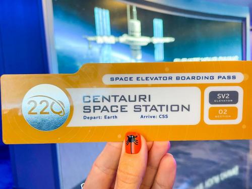 Guests receive boarding passes upon checking into their Space 220 reservation (Photo from Instagram: @disneyforfoodies).