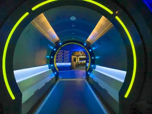 Blue lighting and other visual elements are very prominent at Space 220 (Photo from Instagram: @disneyforfoodies).